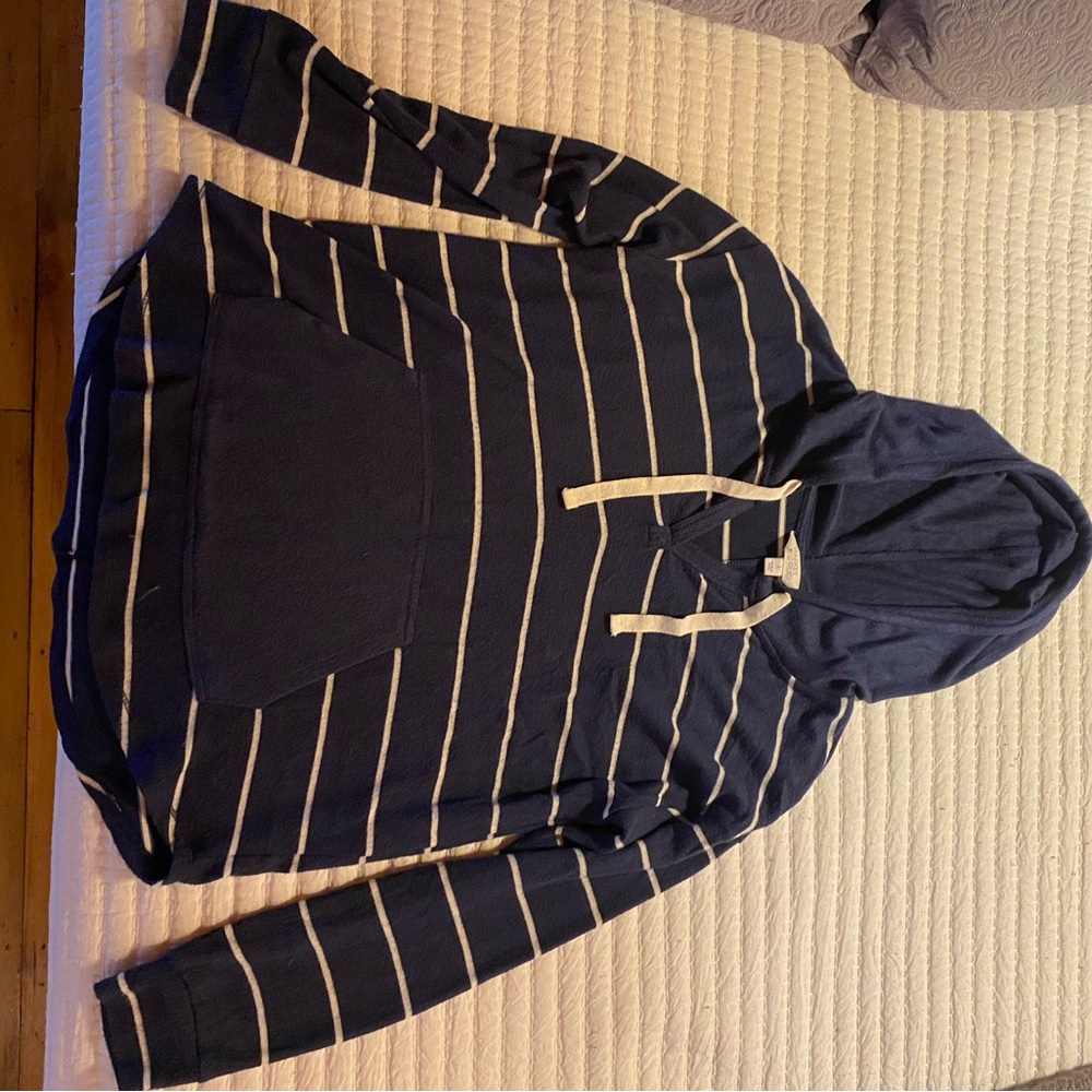 Market & Spruce Navy and White Striped Women's Hoodie